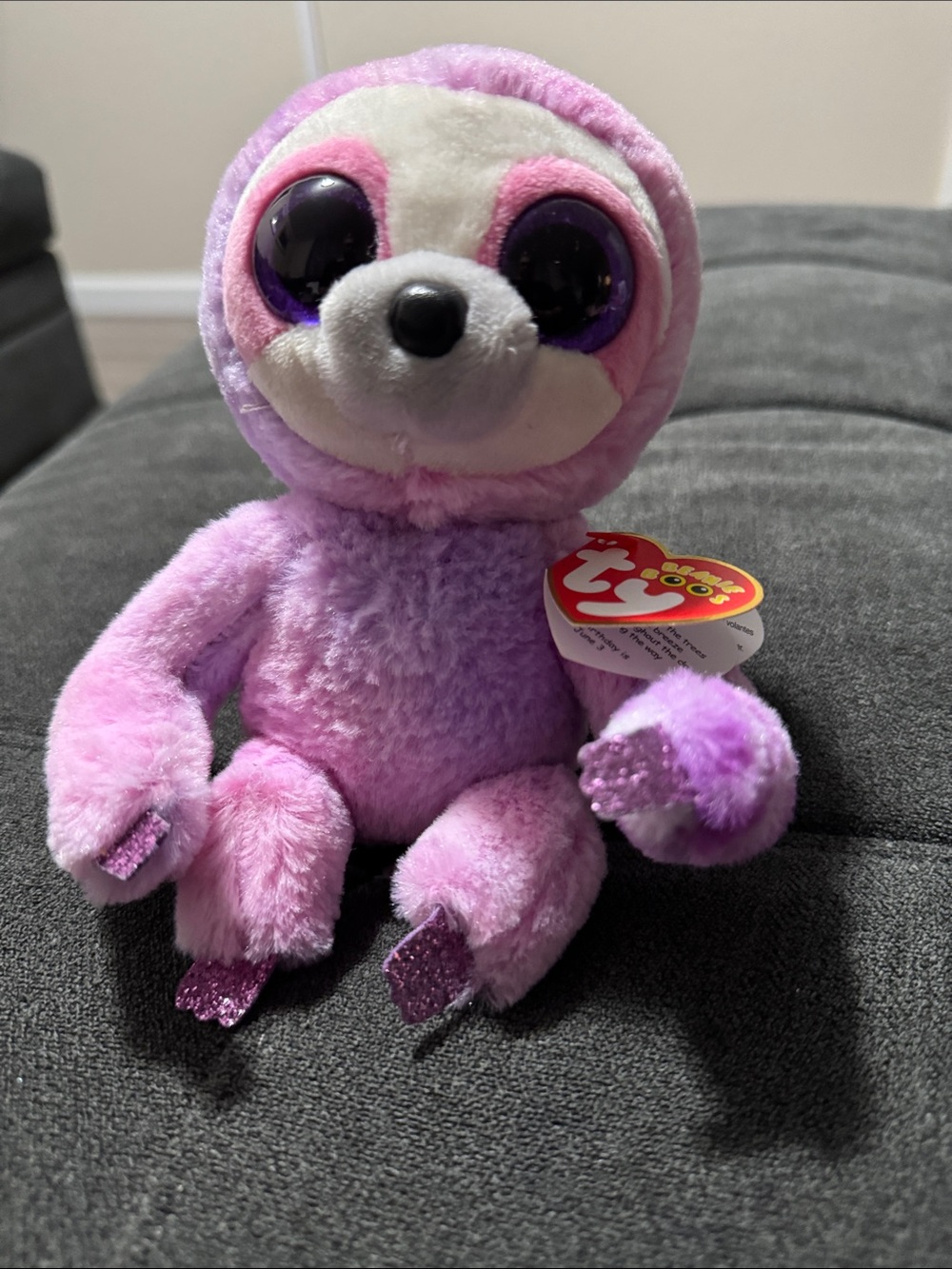 Ty Pink & Purple Beanie Boo Sloth Plush